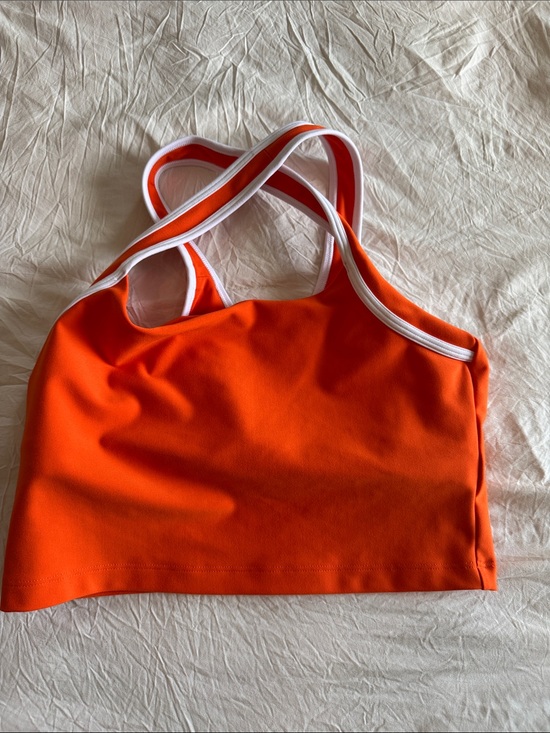 YPB Tops - Women's Orange Double-Strap Athletic Crop Camisole